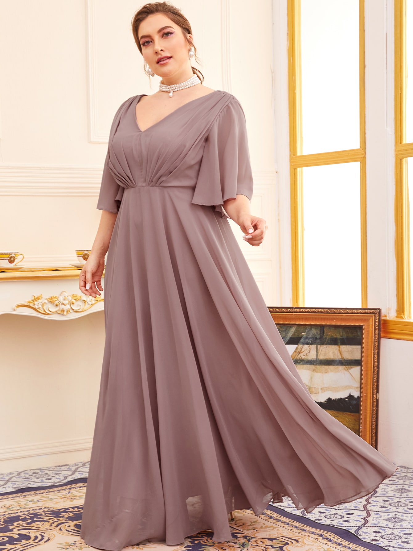 plus size flutter sleeve dress