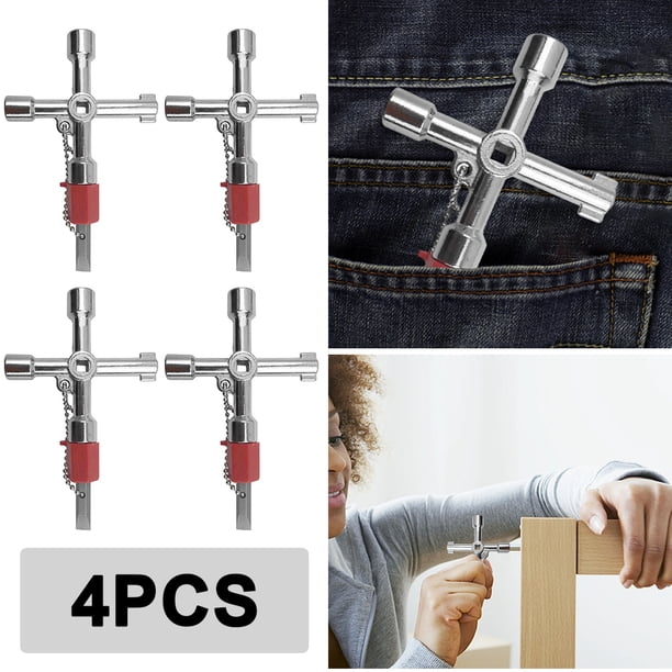 Herramientas Reparación Portátiles Llave Triangular Cruzada 4 en 1 para Ascensor/gabinete Eléctrico