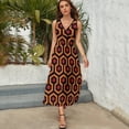 thumbnail image 3 of Looped Hexagons Orange Red Black Sleeveless Dress Dresses Women Summer Evening Dresses Ladies Bohemia Long Dresses, 3 of 9