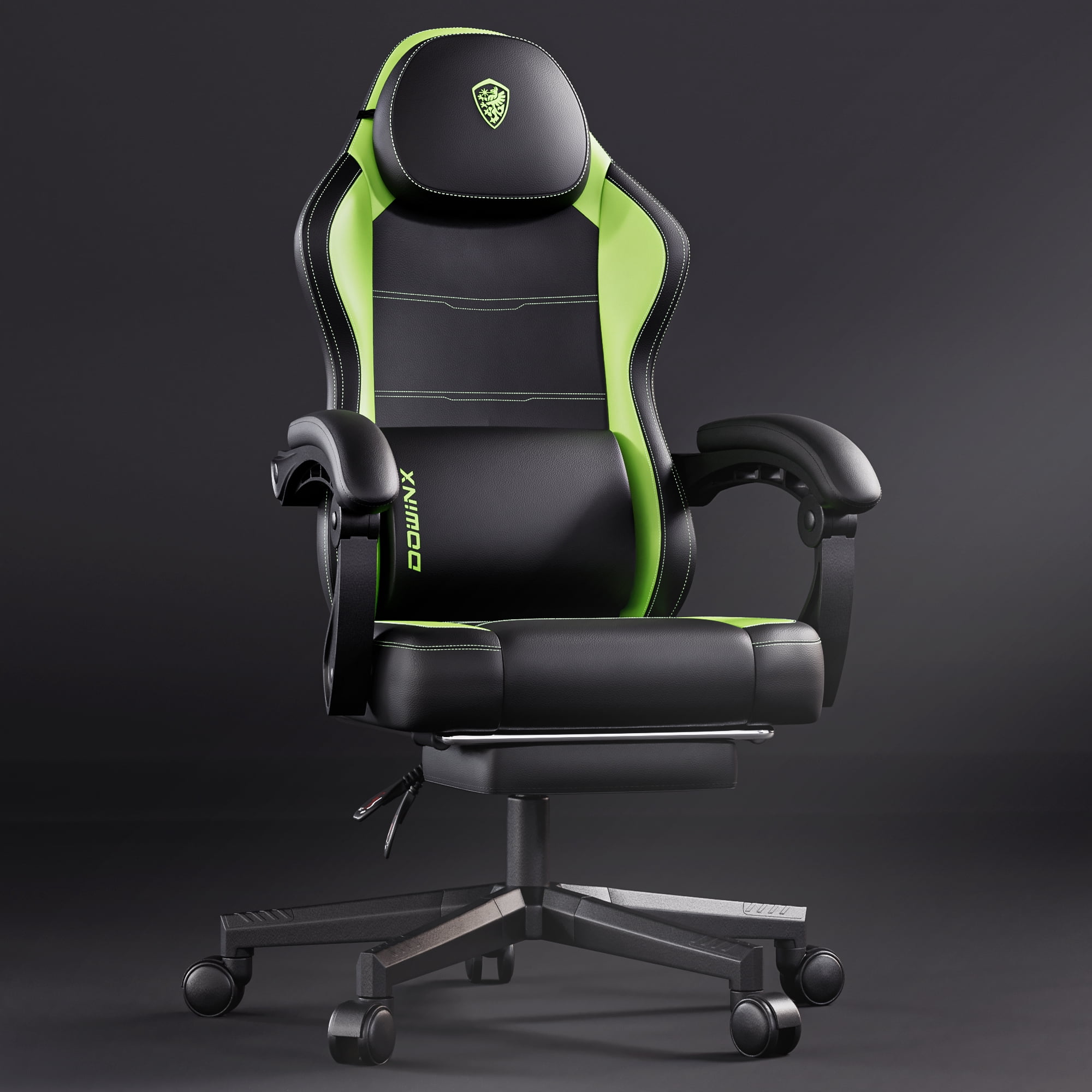 Dowinx Gaming Chair with Pocket Spring Cushion for Adults, Ergonomic Computer Chair with Footrest and Massage Lumbar Support for Office, Gaming, 300LBS, Black and Green