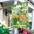 thumbnail image 2 of Rdsfhsp Welcome St Patricks Day Flag 12 x 18 Double Sided, Saint Patricks Day Linen House Flag with Leprechaun Gnomes Shamrock Clover Green Hat Welcome Signs for Outdoor Lawn Garden Decor, 2 of 5