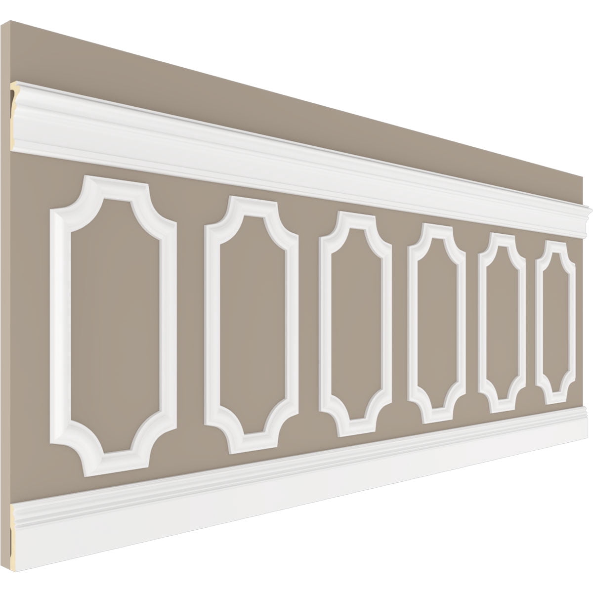 Ekena millwork 94 1/2"L (Adjustable 36"H to 40"H) Ashford Scalloped Panel Traditional Wainscot Paneling Kit