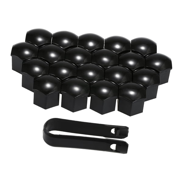 20pcs Universal 21mm Wheel Nut Covers Plating Lug Nut Caps Screw Protector Black