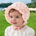 thumbnail image 4 of WNVMWI Baby Sun Hat Infant Girls Lace Bonnet with Chin Tie Summer Newborns Cute Flower Decorations Hats Light Yellow 1-12 Months, 4 of 4