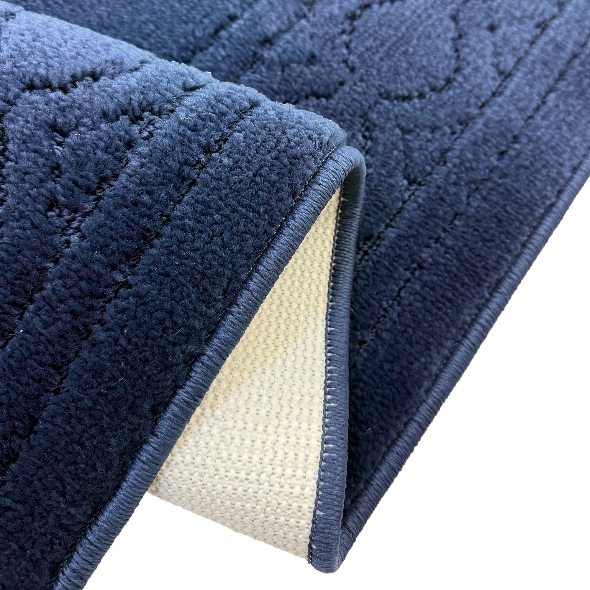 Custom Size Anti-Slip Washable Soft Pile Moroccan Trellis Navy Carpet Runner Rugs ( 4' x 26")
