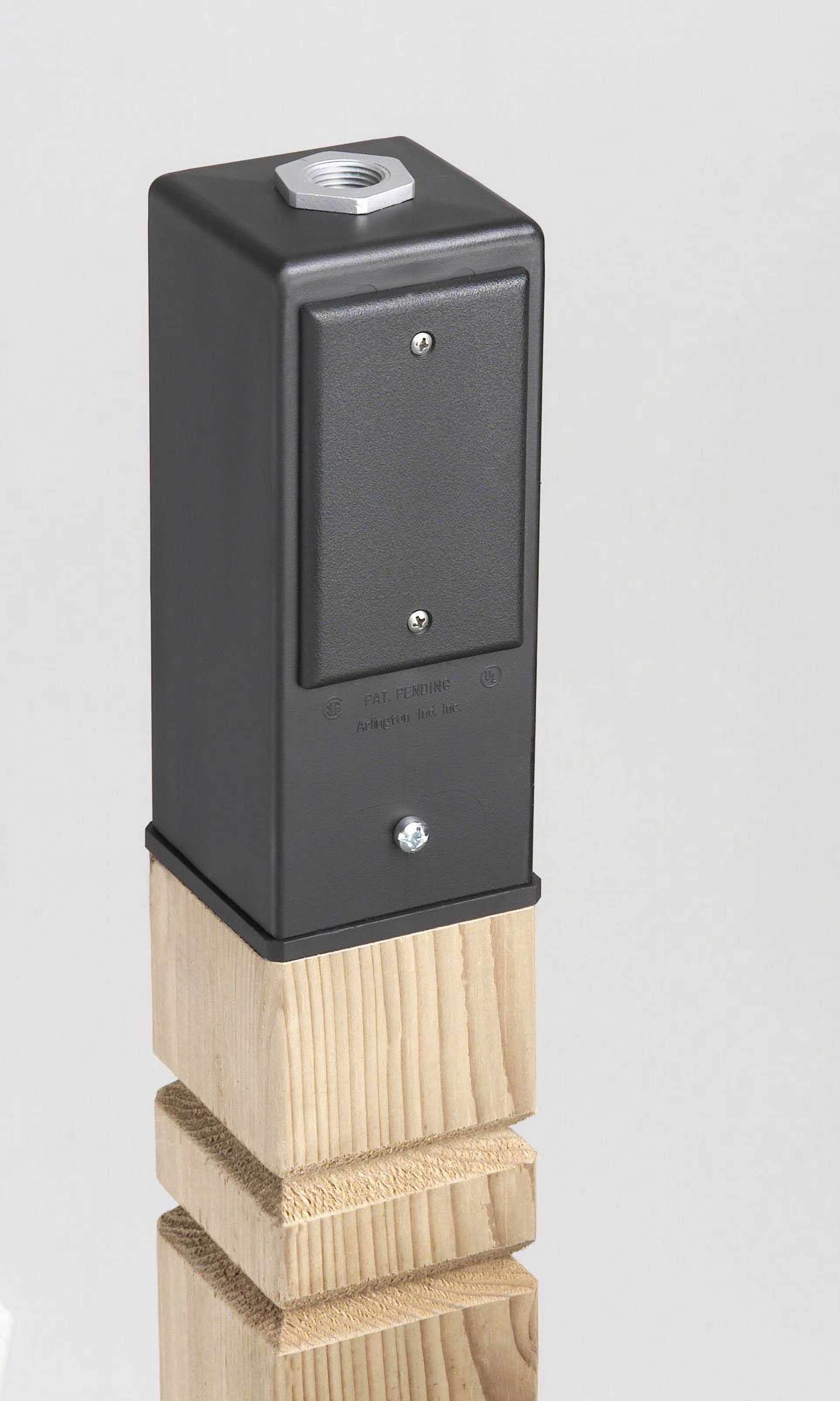arlington industries gpd9b gard-n-post outdoor deck-mount light post for outlets/lamps, 9-inch, black