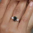 thumbnail image 4 of Gem Stone King 18K Rose Gold Plated Silver Black Onyx and White Moissanite 3 Stone Ring for Women (3.39 Cttw, Cushion Cut 10X8MM, Round 4.5MM, Gemstone, Size 6), 4 of 6