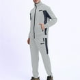 thumbnail image 4 of Ceisia Men's Slim Fit Color Block Tracksuit Set Long Sleeve Zip-Up Stand Collar Jacket with Elastic Waist Pants Gifts, 4 of 7