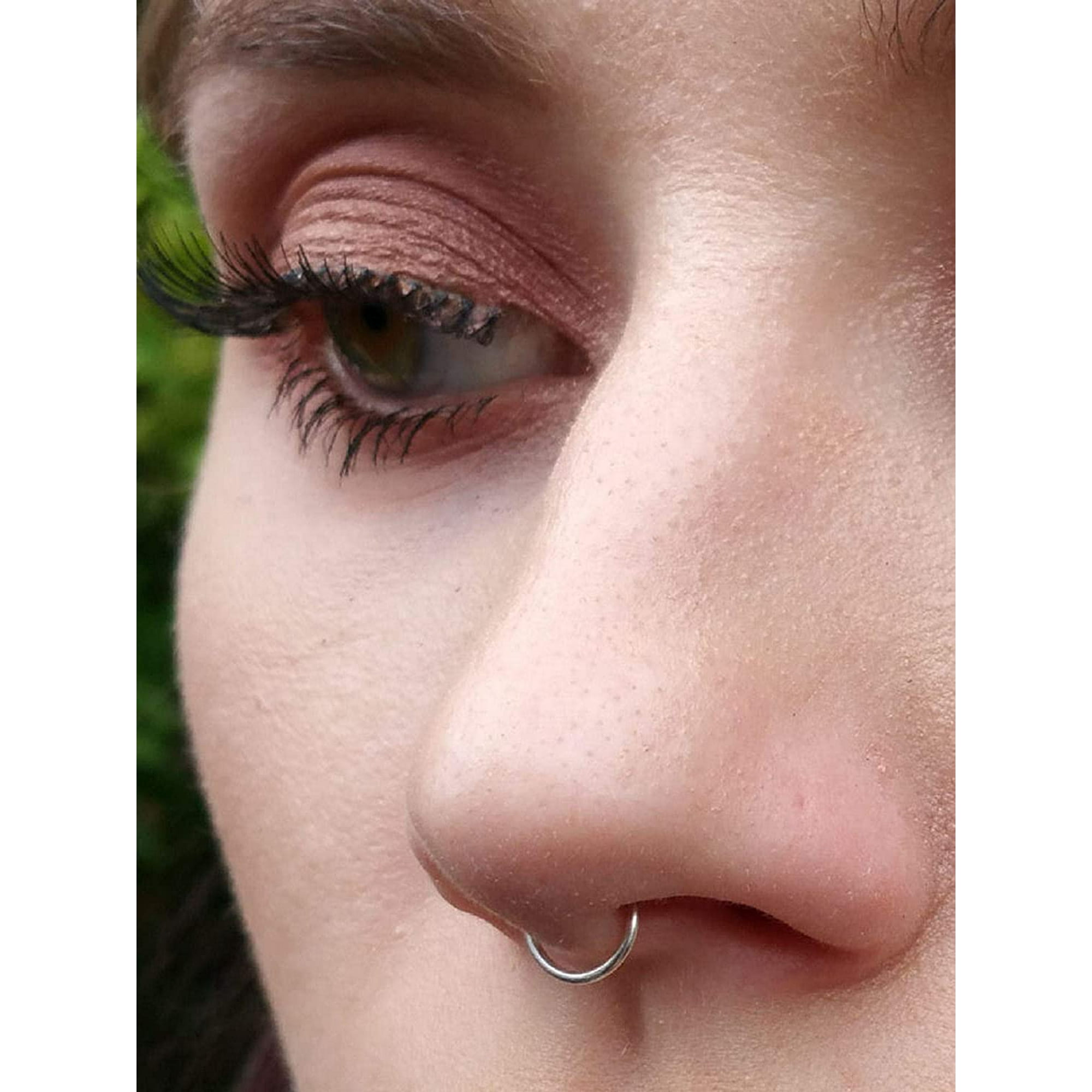 Iguohao Sterling Silver Faux Clip On Nose Ring 20g No Piercing Needed