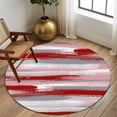 thumbnail image 2 of Large Round Rug 8Ft Washable Non-Slip, Red Pink Gray Stripes Circle Area Rugs for Living Room Bedroom, Modern Abstract Minimalist Retro Indoor Floor Mats Carpet Runner for Home Decor, 2 of 8