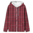 thumbnail image 4 of Women's Zip Up Hoodie Fleece Lined Fall Winter Casual Long Sleeve Jackets with Pockets Plaid Print Loose Pullover Tops, 4 of 4