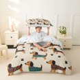 thumbnail image 2 of Homewish Cartoon Dachshund Twin Duvet Cover,Cute Dog Paw Prints Twin Bedding,Brown,Colorful Stars Reversible,2pcs,1 Duvet Cover and 1 Pillowcase, 2 of 6