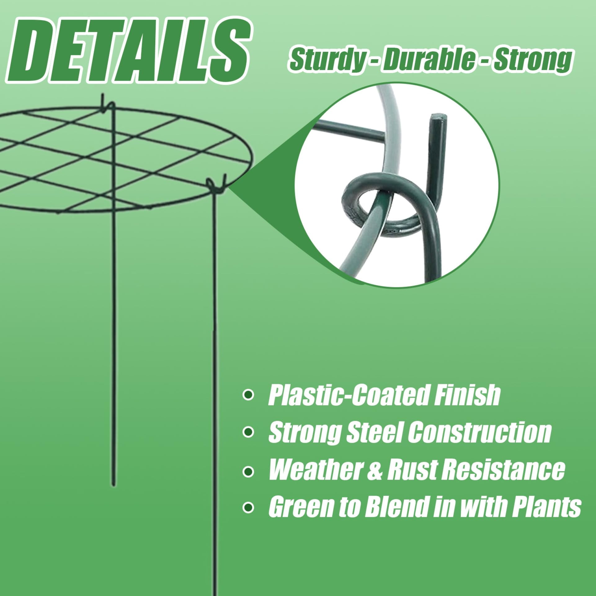 2Pcs Peony Supports, Peony Cages and Supports, 12x16'' Iron Round Plant Cages & with 3 Legs for Rose, Tomato, Orchids Vines, Plant(Grid)