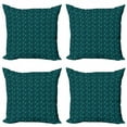 thumbnail image 1 of Ambesonne Tropical Throw Pillow Cover 4 Pack, Exotic Ginkgo Leaves Motif, 20", Turquoise Dark Teal, 1 of 2