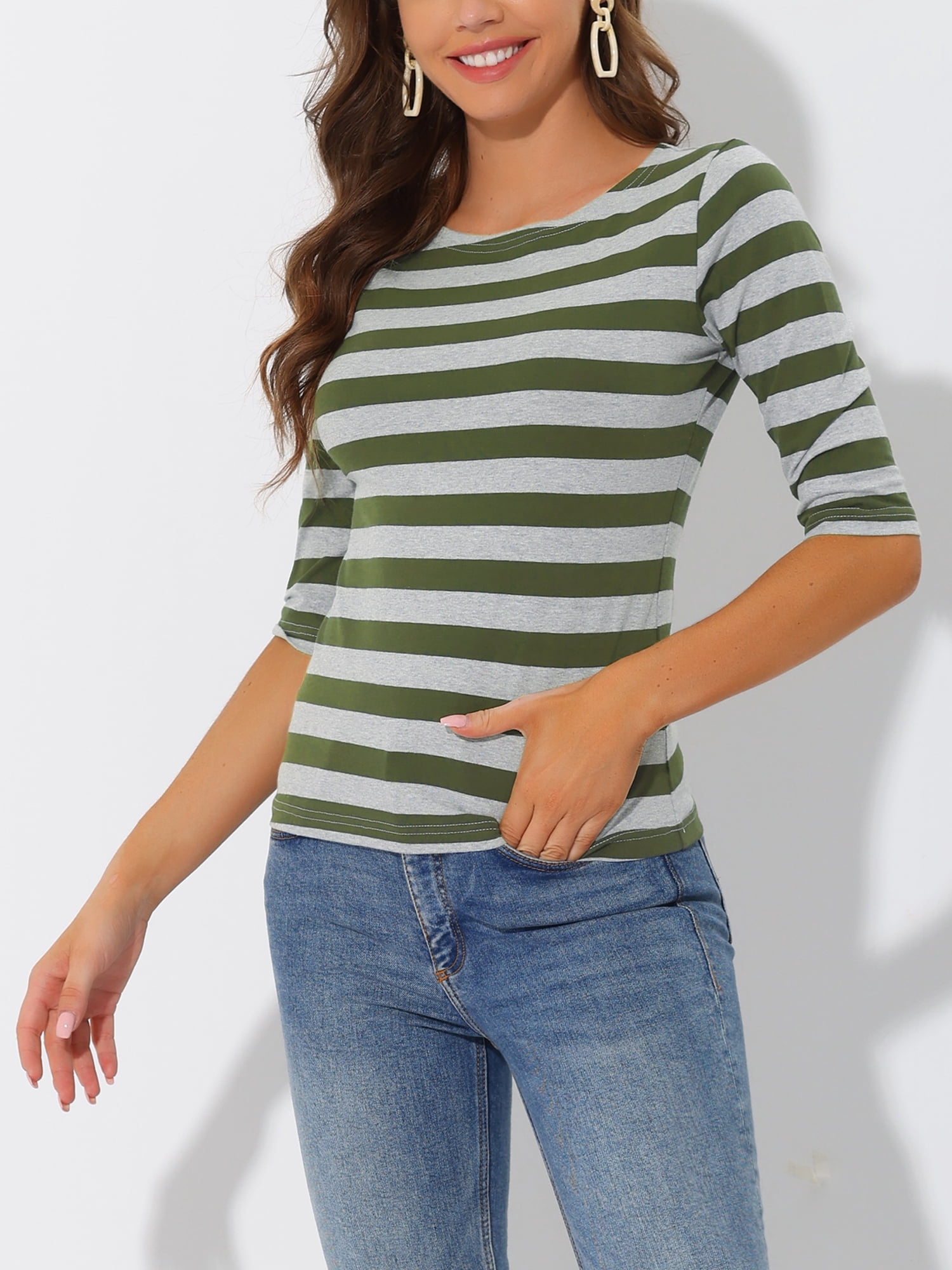 DARING DIVA Women's Halloween Costume Boat Neck Top T-Shirts XL Army Green Grey
