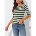 thumbnail image 2 of Disfraz de navidad Camisecon mangas de codo pamujer Camisebásiinformal con cuello de barco y corte ajustado Verde gris S, 2 of 5