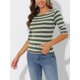 thumbnail image 2 of Disfraz de navidad Camisecon mangas de codo pamujer Camisebásiinformal con cuello de barco y corte ajustado Verde gris XL, 2 of 5