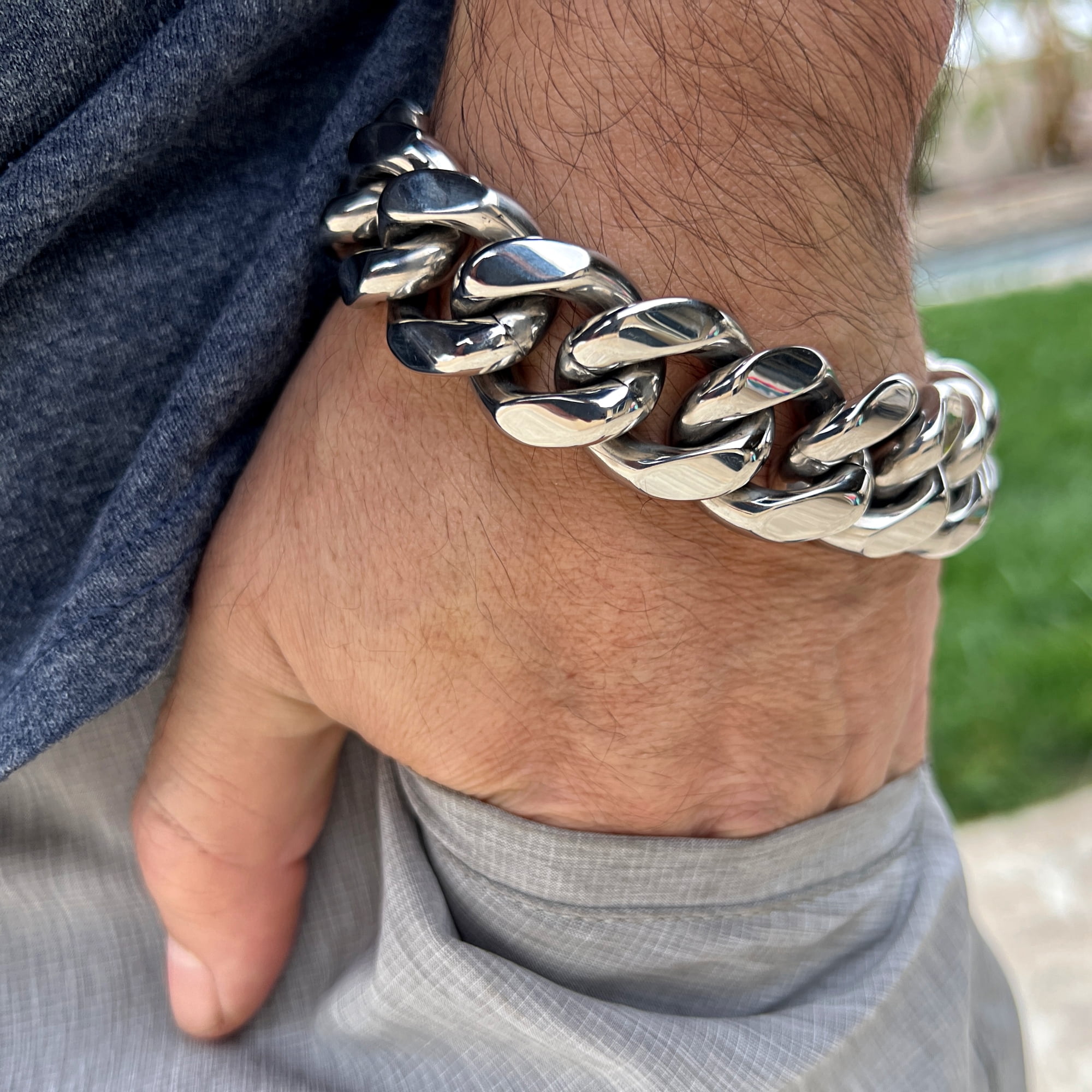 Men's 316L Stainless Steel Miami Cuban Link Heavy Solid Hip Hop Bracelet 22MM Thick 9.5"