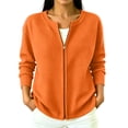 thumbnail image 2 of Waffle Knit Full Zip Jacket for Women Long Sleeve Loose Fit Front Pockets Knit Outerwear Casual Lightweight Jacket Spring Fall, 2 of 4
