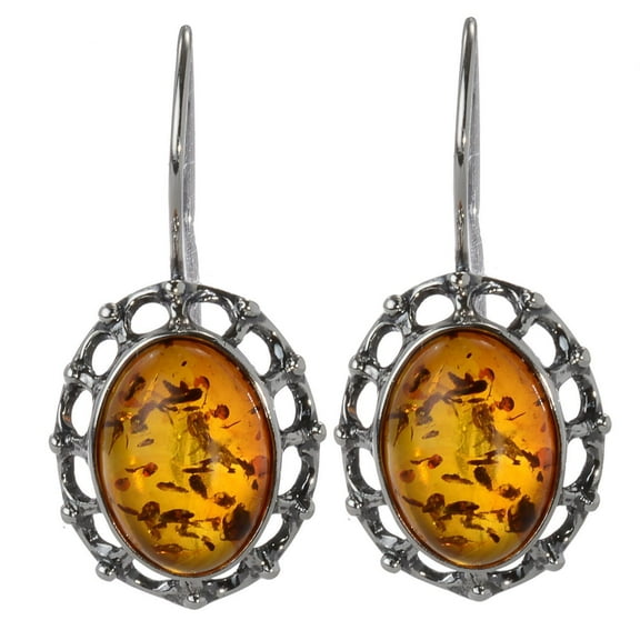 Sterling Silver and Baltic Honey Amber Fish Hook Earrings "Lisa"