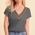 thumbnail image 2 of Drses Women's Summer Short Sleeve T Shirts Boho Casual Trendy Tops Lace V Neck Ruffle Blouses Business Tops, 2 of 3