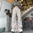 thumbnail image 3 of Retro Graffiti Design Sense Work Suit Pants Straight Tube Sports Street Dance WideLeg, 3 of 7