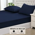 thumbnail image 3 of 600 Thread Count 3 Piece (1- Fitted Sheet + 2- Pillow cover) Quality 27 Inch Deep Pocket 100% Egyptian Cotton Color Navy Blue Solid Size Twin, 3 of 6