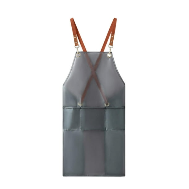 Delantal de chef, delantal de cocina, delantal de barbacoa, delantal con pechera y espalda cruzada para restaurante, salón Negro