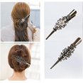 thumbnail image 5 of 2 pinzas para el pelo de cocodrilo de metal (blanco y negro) pinzas para el pelo de pico de pato antideslizantes para mujeres y niñas accesorios elegantes para el cabello pinzas de pico de pato, 5 of 5
