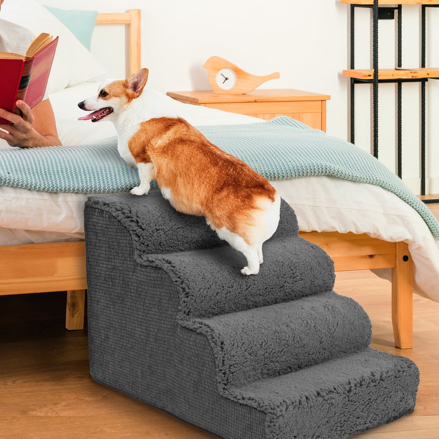 Precious Tails High Density Foam Scalloped Sherpa Top 4 Steps for Dog/Cat