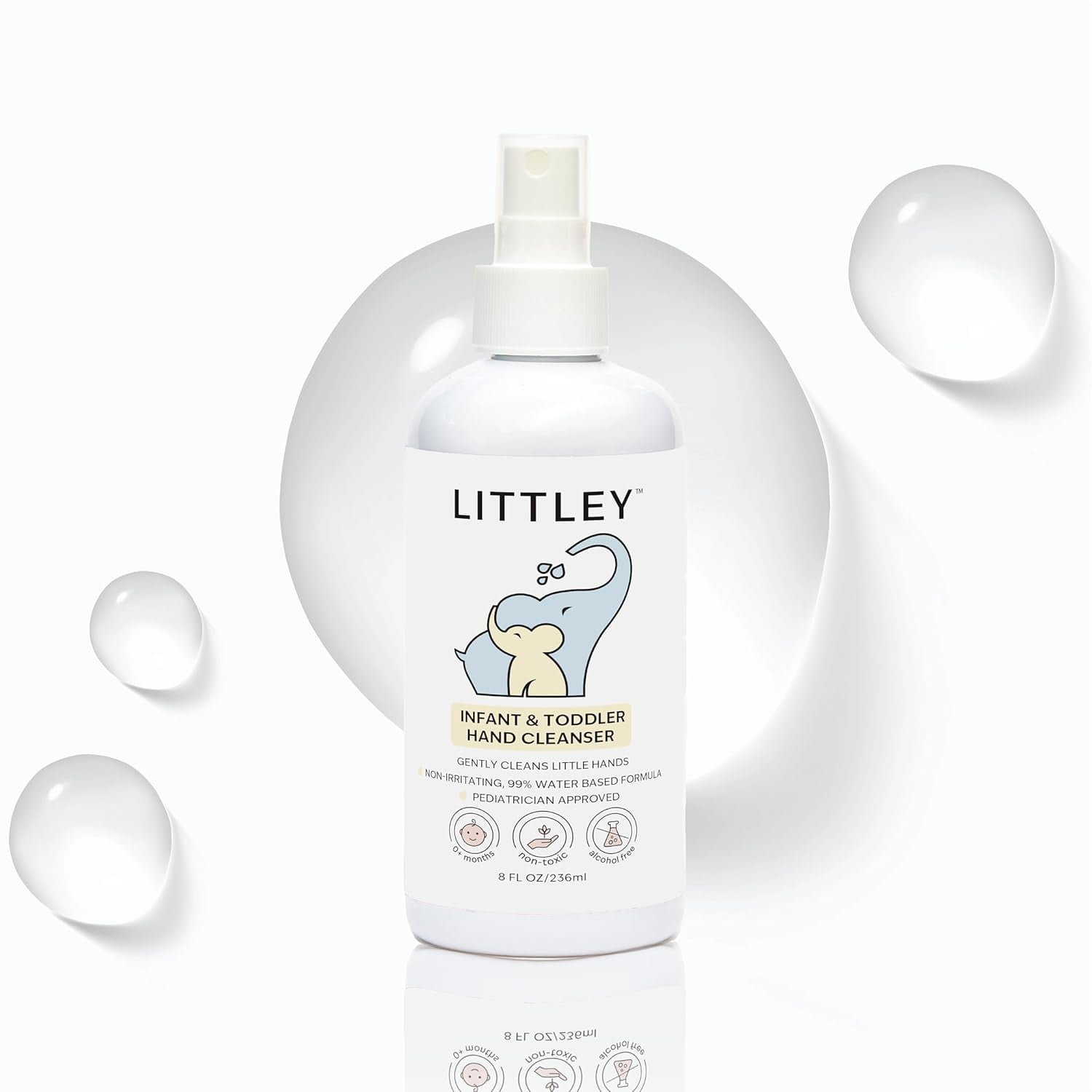 Littley Hand Cleanser, Hypochlorous Acid, Gentle, Alcohol-Free, 8oz Spray
