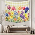 thumbnail image 5 of Yellow Plaid Tulip Large Tapestry for Bedroom Wall Hanging Tapestry,Spring Floral Watercolor Botanical Ceiling Backdrop Tapestries Poster Blanket Wall Decor for Teens Room Living Room Dorm 86" x 104", 5 of 8