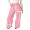 thumbnail image 4 of YUEHUA Girls Bowknot Sweatpants Kids Cotton Drawstring Joggers Athletic Pants with Pockets for Teen Girls, 11-12 Years, 4 of 8