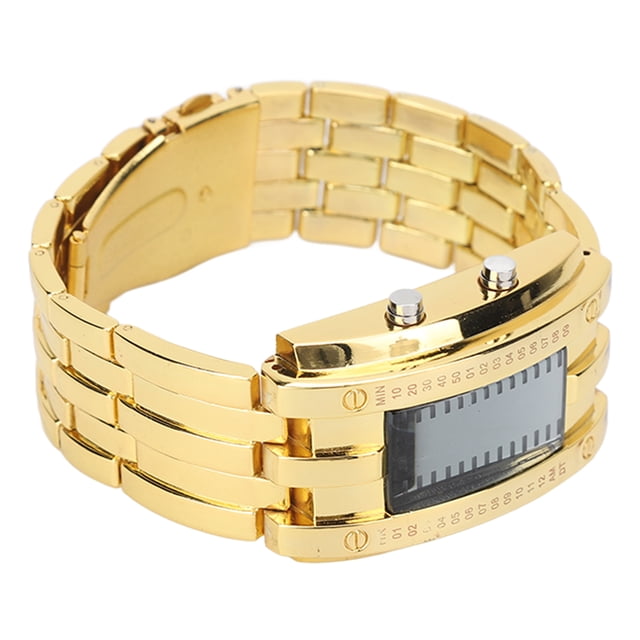 Men's Watch, Alloy Men's LED Watch Accurate Button Operation Fashion For Party For Father Men's Gold