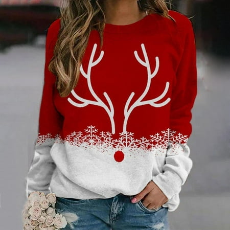 

jsaierl Fall Sweatshirts for Women Funny Graphic Christmas Sweatshirt Crewneck Long Sleeve Casual Tops for Women Lightweight Sweatshirts for Date Night