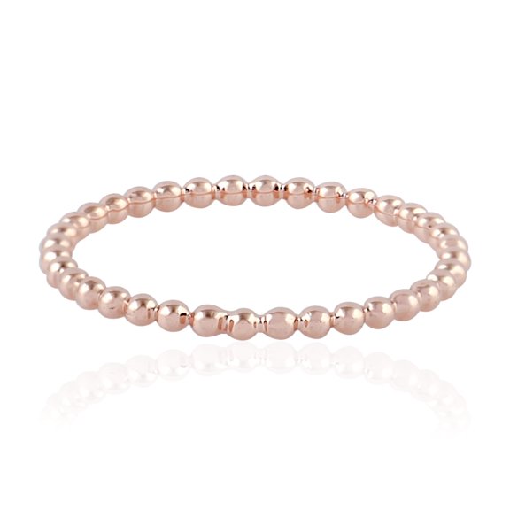 18k Rose Gold Dot Bead Ball Stackable Band Ring Women's Jewelry