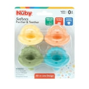 Nuby Softees Infant Pacifier and Teether for Babies, 4 Count