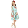 thumbnail image 3 of Honey Vanilla Girls' Princess Seam A-Line Dress with Full Skirt and Easy Removable Label Floral Blue Small 5-6 Years, 3 of 5