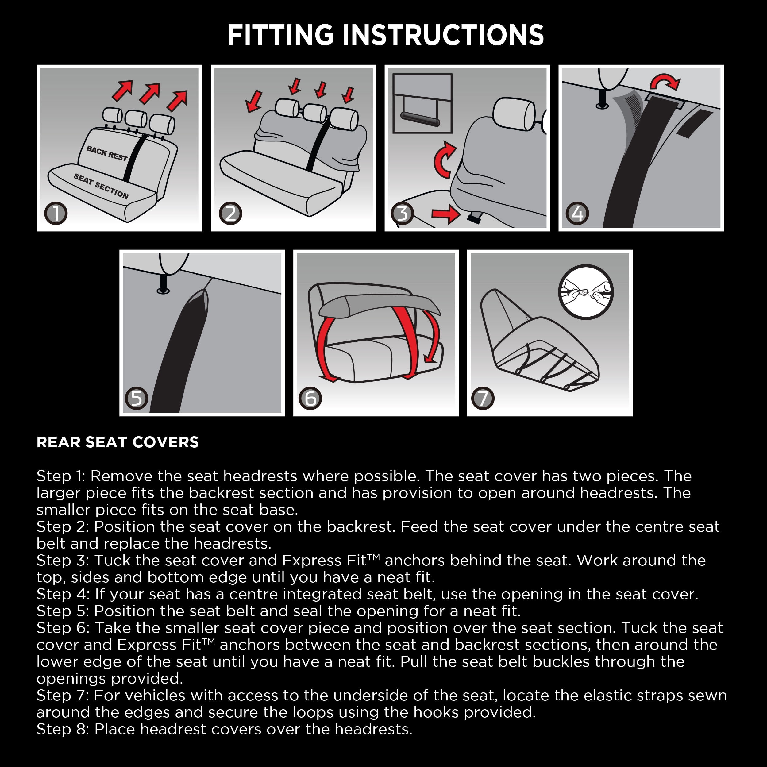 Repco's Rear Car Seat Covers Fitting Guide 