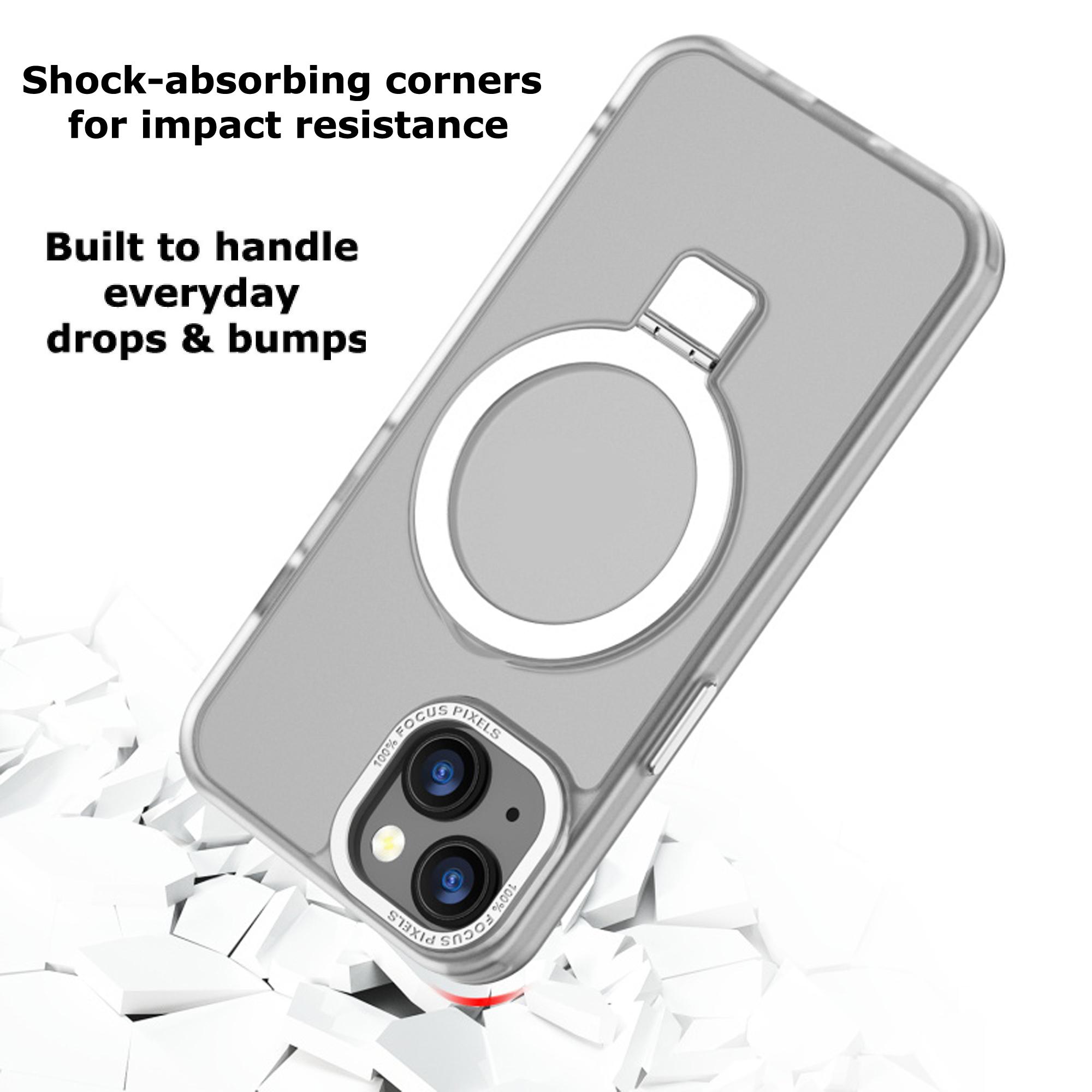 Magnetic Ring Stand Case + 3-Pack Tempered Glass Screen Protector for iPhone 16e / 13 / 14 – Slim Shock-Resistant Cover & Screen Guard Bundle – Wireless Charging-Friendly