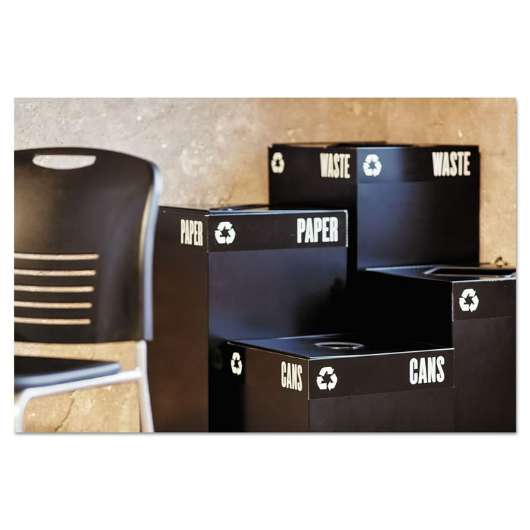 Public Square Recycling Receptacles, Paper Recycling, 42 gal, Steel, Black Public Square Recycling Receptacles, Paper Recycling, 42 gal, Steel, Black