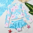 thumbnail image 5 of Aosijia Kids Girls 2-Piece Bikini Set Long Sleeve Tops and Ruffles Shorts Swimsuit Swimwear Bathing Suit Set for 8-12 Years, 5 of 7