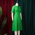 thumbnail image 4 of AURA Plus Size Women 2026 Summer Round Neck High Waist Elegant A Line Midi Dress, 4 of 10