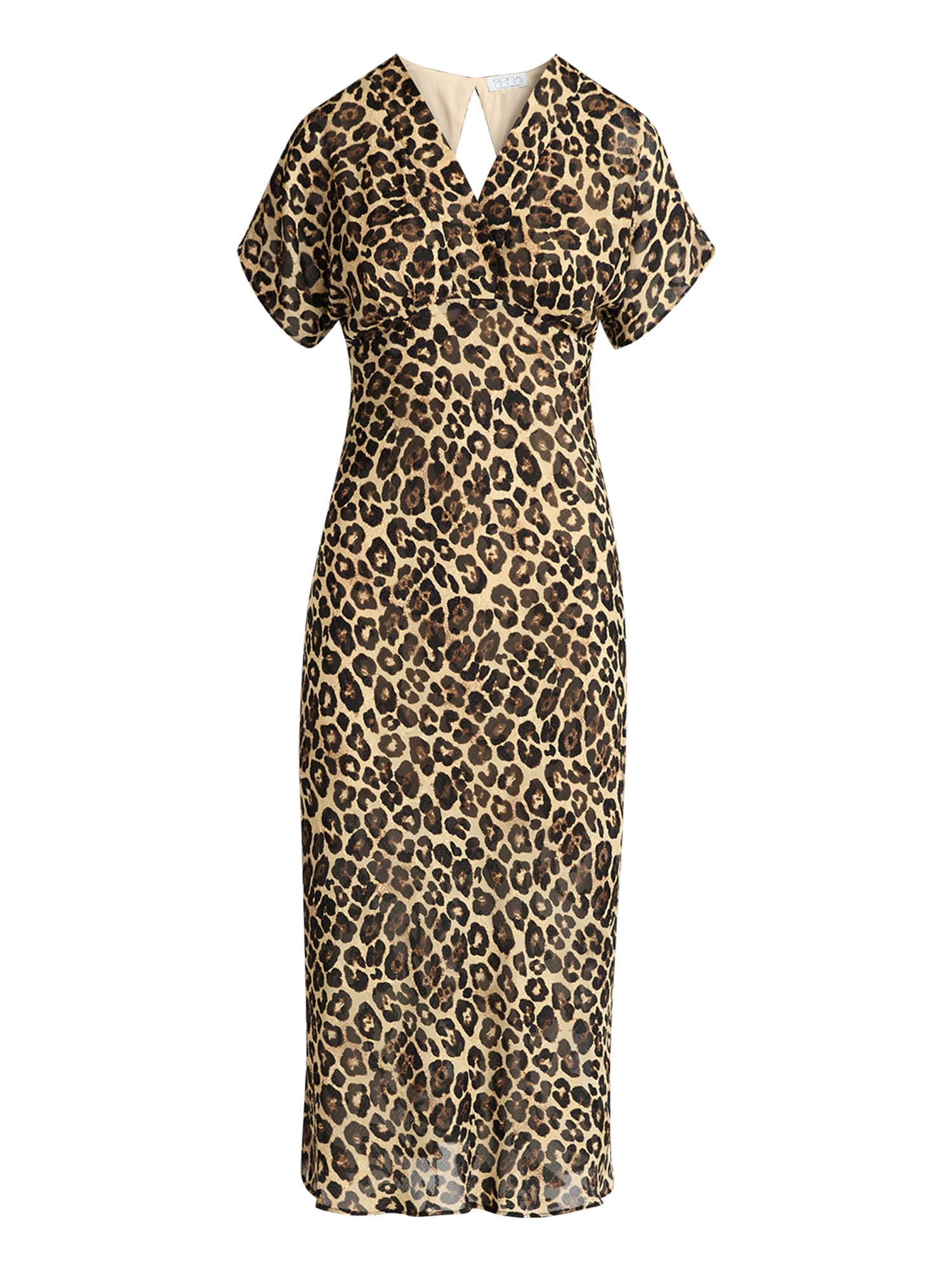 Sofia by Sofia Vergara Women's and Women's Plus  Bias Cut Midi Dress with Short Sleeves, Mid Calf Length, Sizes XS-4X