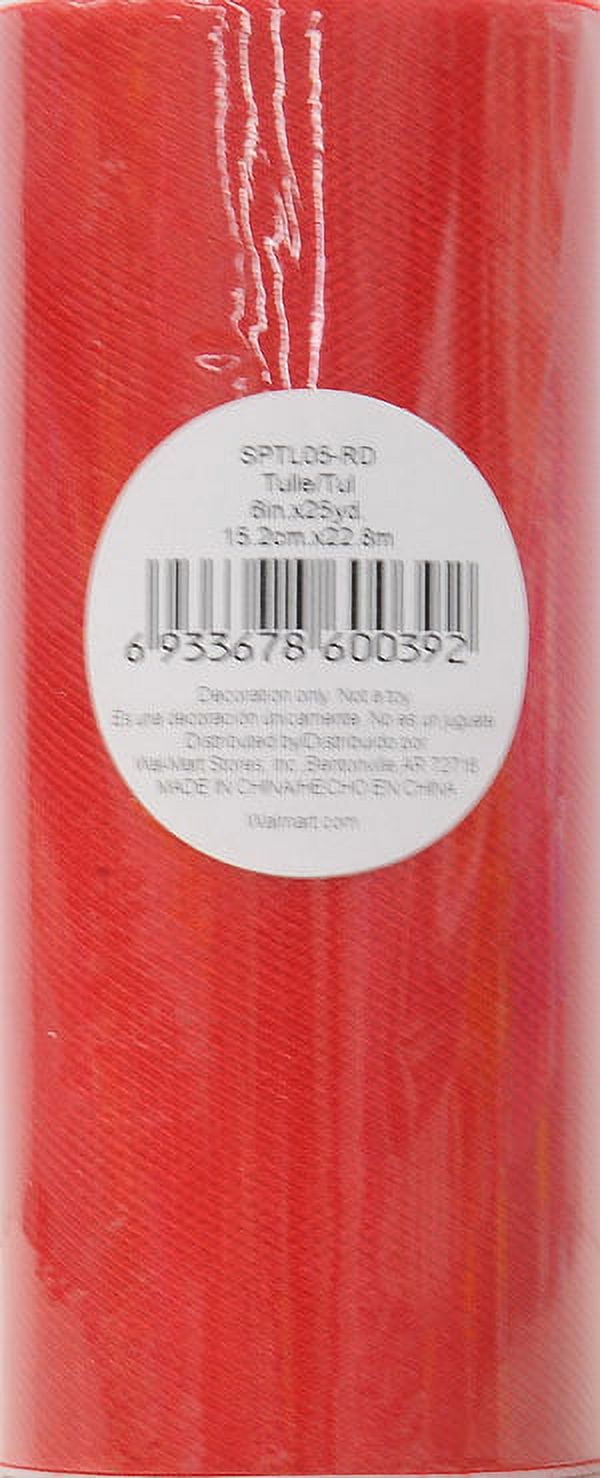 Fuzhou 6inch 25Yd Red Sparkle Tulle Fabric Spool,100% Polyester by the Bolt