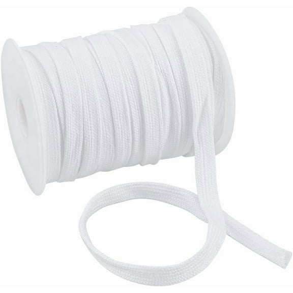 27.34 Yards White Flat Polycotton Cords 0.47 Inch Drawstring Cords Replacement Polycotton Cord for Garment Accessories Sports Pants Sweatpants Sweater White DIY