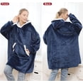 thumbnail image 4 of Manta con capucha, sudadera con capucha Sherpa de gran tamaño, suave, cálida, cómoda, gigante, talla única, azul, 11 Afortunado Sencillez, 4 of 5