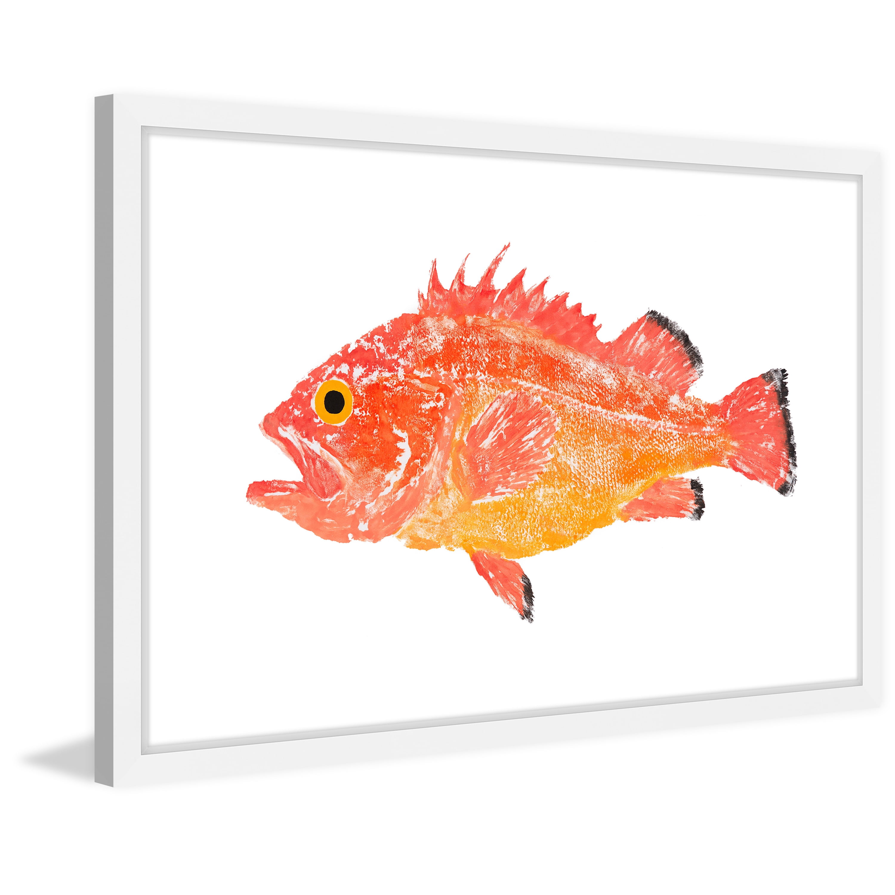 Marmont Hill "Orange Spiney Fish" by Michael Pantalos Framed Painting Print