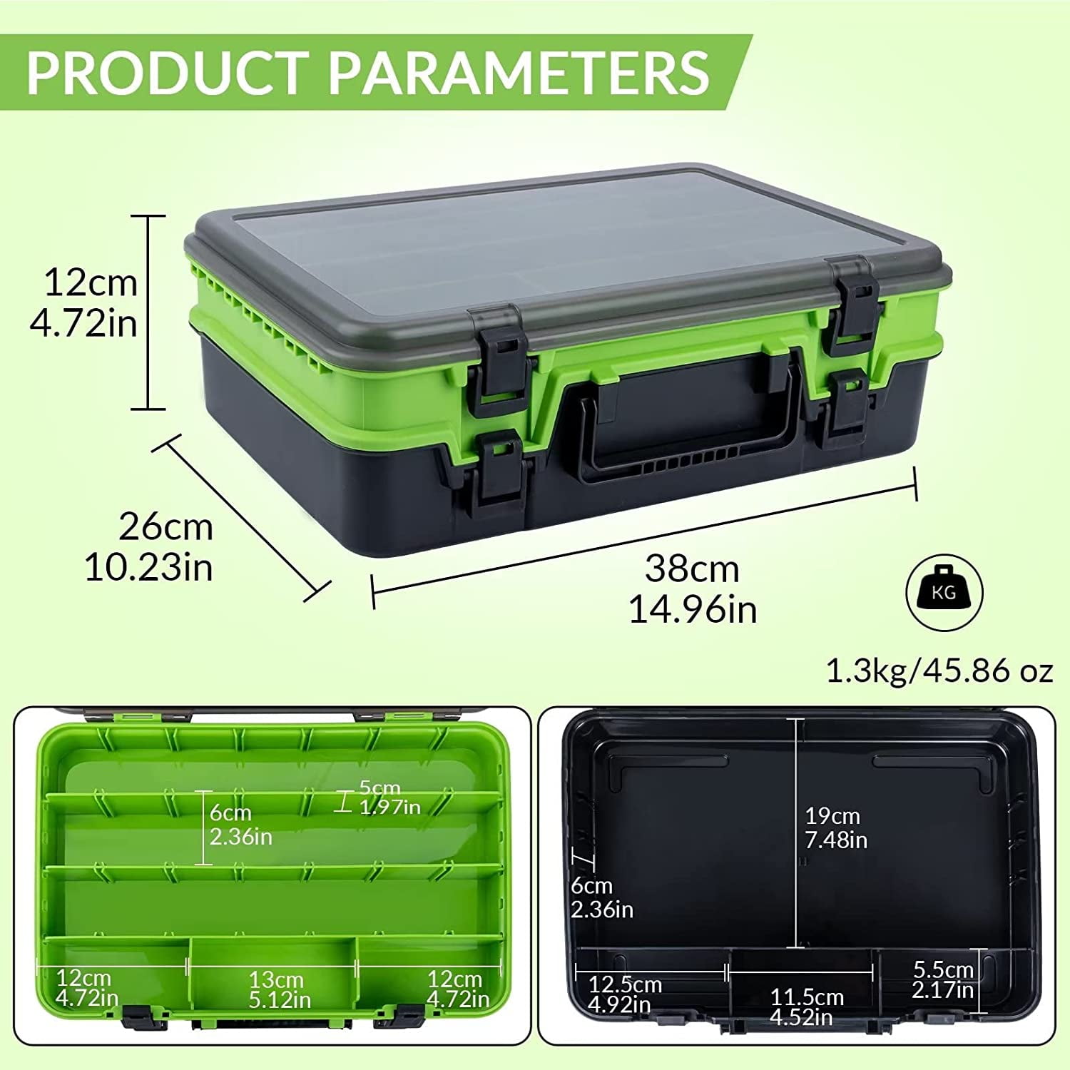 Prociv Large Tackle Box Double Layer Tackle Box Organizer Storage with  Handle Camping Storage Containers Tool Box Green 