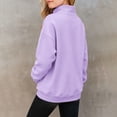 thumbnail image 5 of PLHWHYQ Girls' Zip Neck Hoodie for Little Girls – Cozy Kids' Casual Sweatshirt with Stand Up Collar Lightweight Winter Layer Purple 13-14 Years, 5 of 8